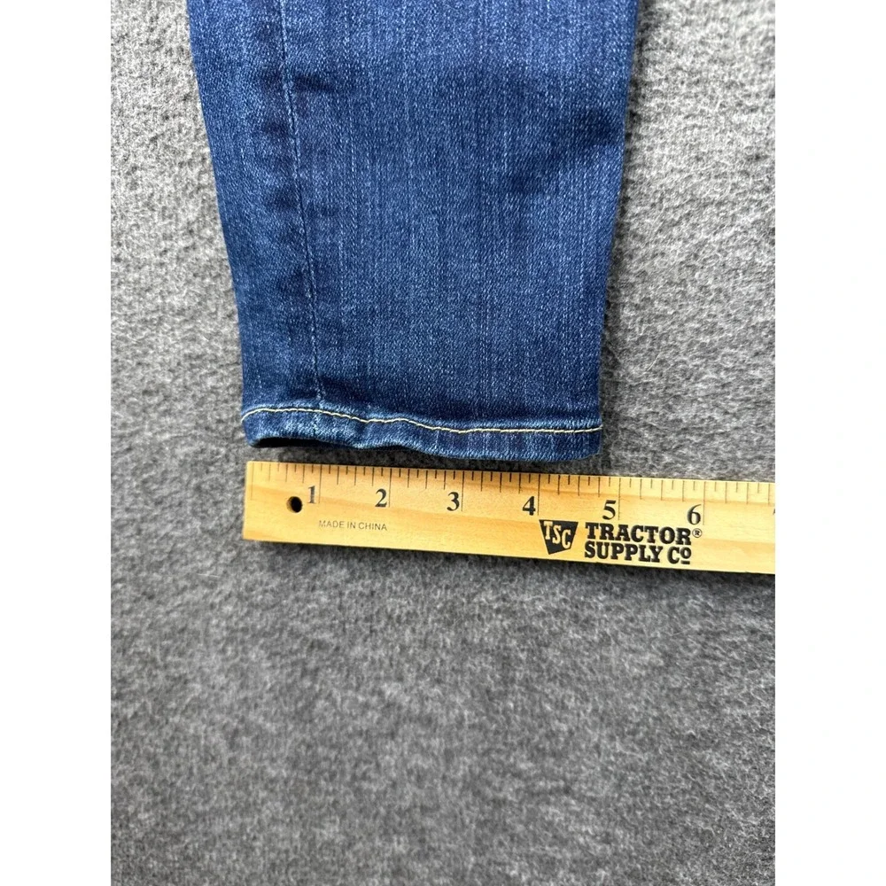 7 For All Mankind Blue Skinny Jeans with Pink Rose Embroidery